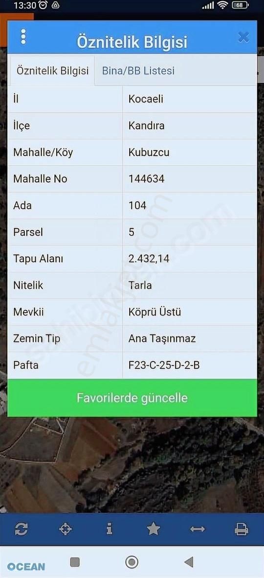 Kandıra Kubuzcu 'da Asfaltta Cepehe 2.432 M2 Satılık Arsa