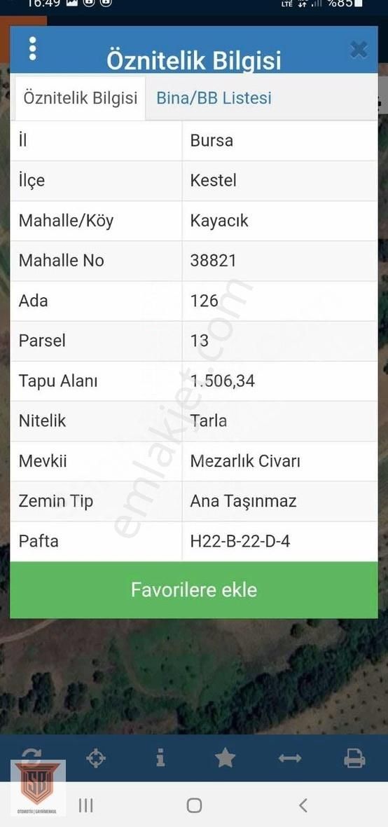 Sb Gayrimenkul' Den Kestel Kayacık' Da Satılık Tarla