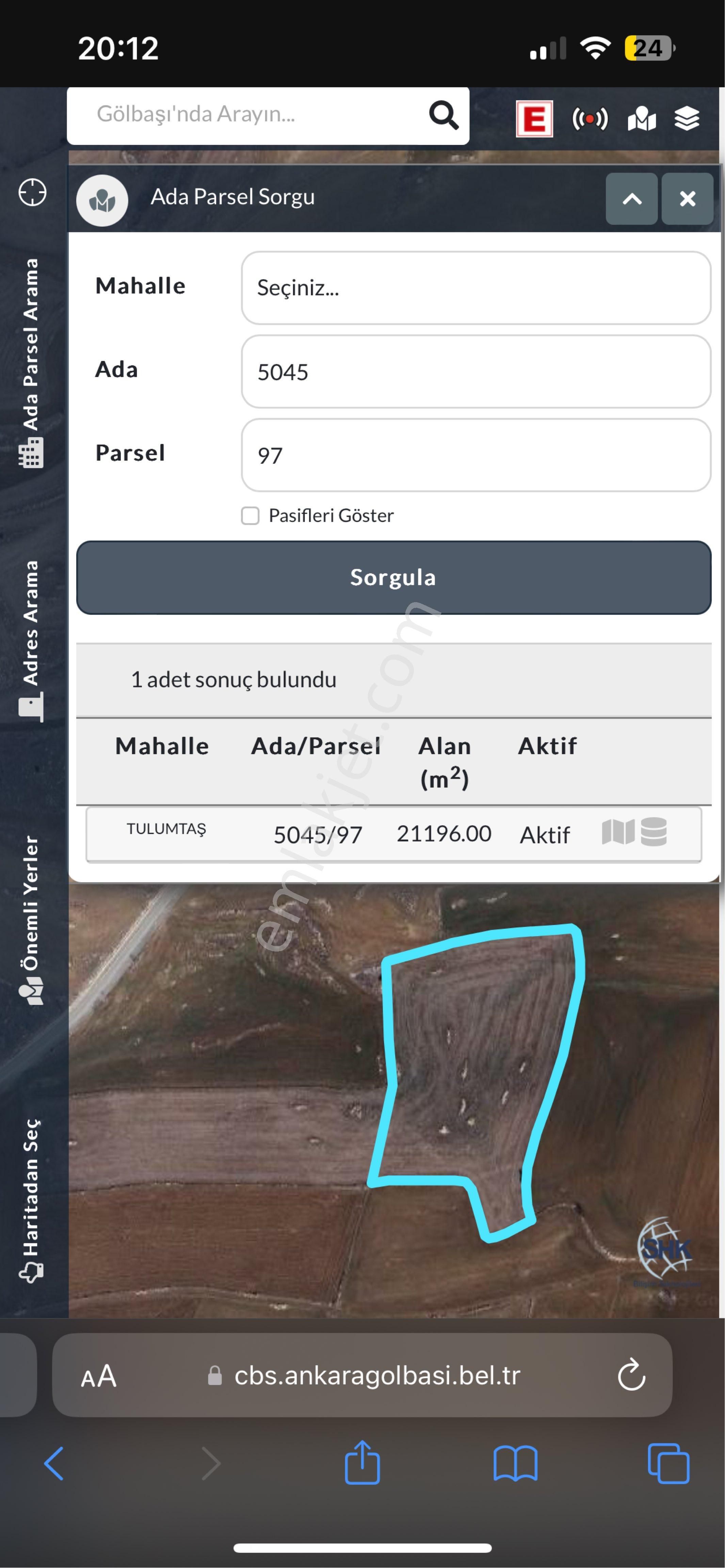 Ankara Gölbaşı Tulumtaş Yatırımlık Arsa