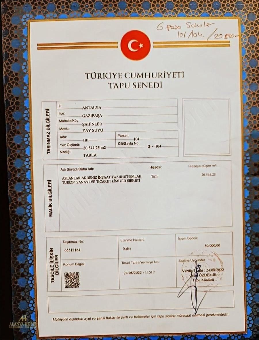 Antalya Gazipaşa Da 55.000m2 Kurulu Düzen Bahçe - Görsel 2