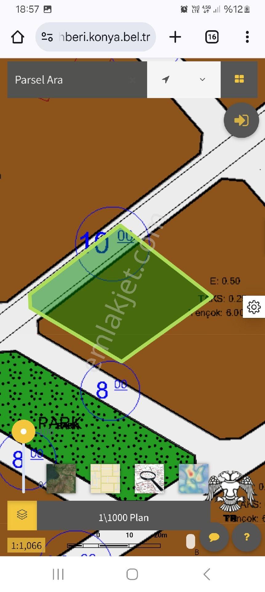 Karatay Karaaslanda Satlık 1331m2 Köşe Parsel
