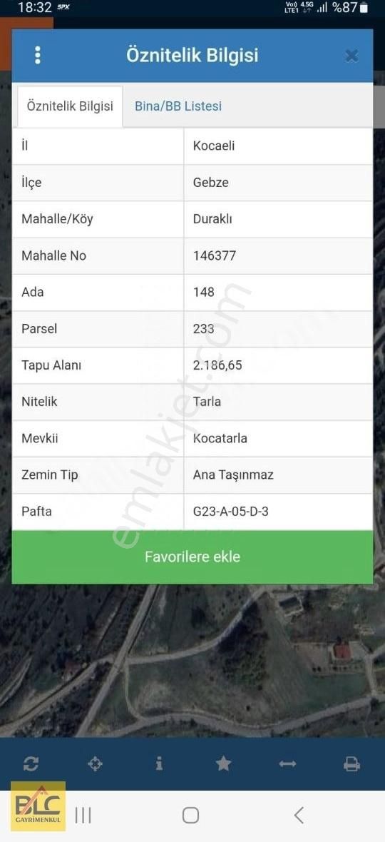 Gebze Duraklı Köyün'de 2.186 M2 Fırsat Tarla