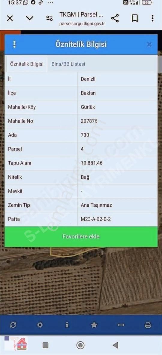 Baklan Merkezde Satılık Ceviz Ve Bağ Bahcesi