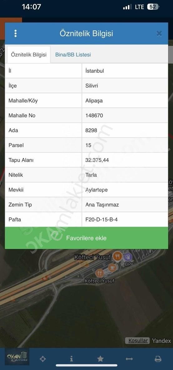 Silivri Alipaşa'da Satılık Tarla