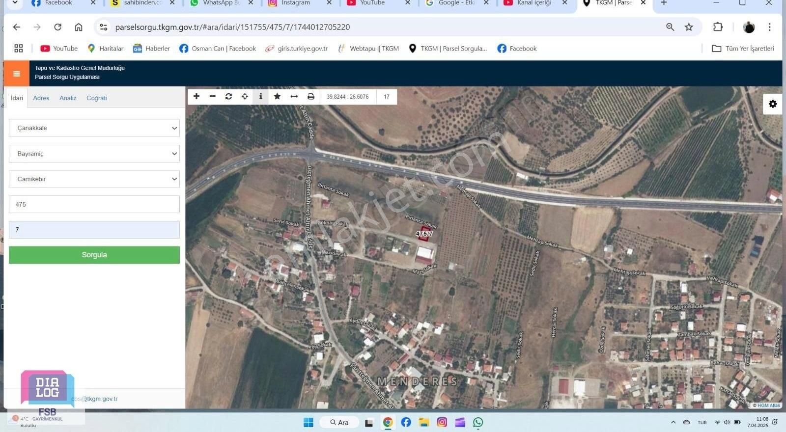 Çanakkale İli Bayramiç İlçesi Camikebir Mah Satılık Arsa