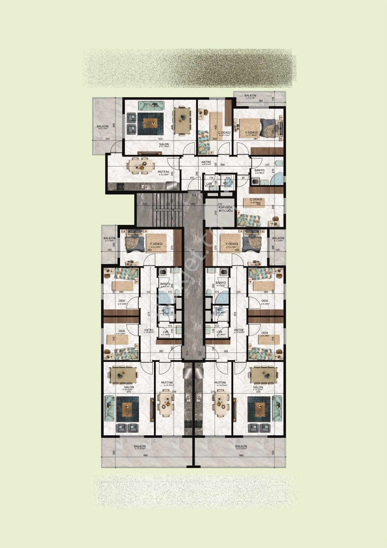 Denizli Çakmak Ta 160 M2 Mükemmel Konumda Lansmana Özel Satılık Lüks Daireler