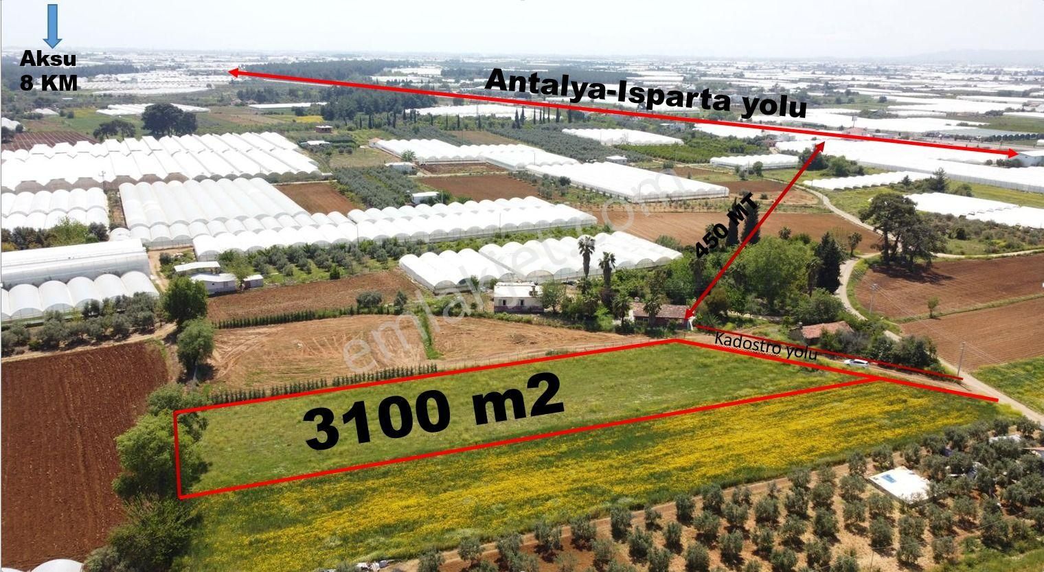Antalya Aksu Topallıda 3100 M2 Müstakil Tapulu