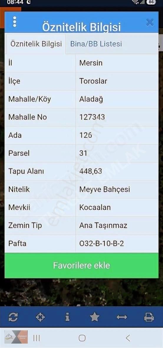 Aladağda Satılık 448 M2 Su Var Elektrik Var Yol Var