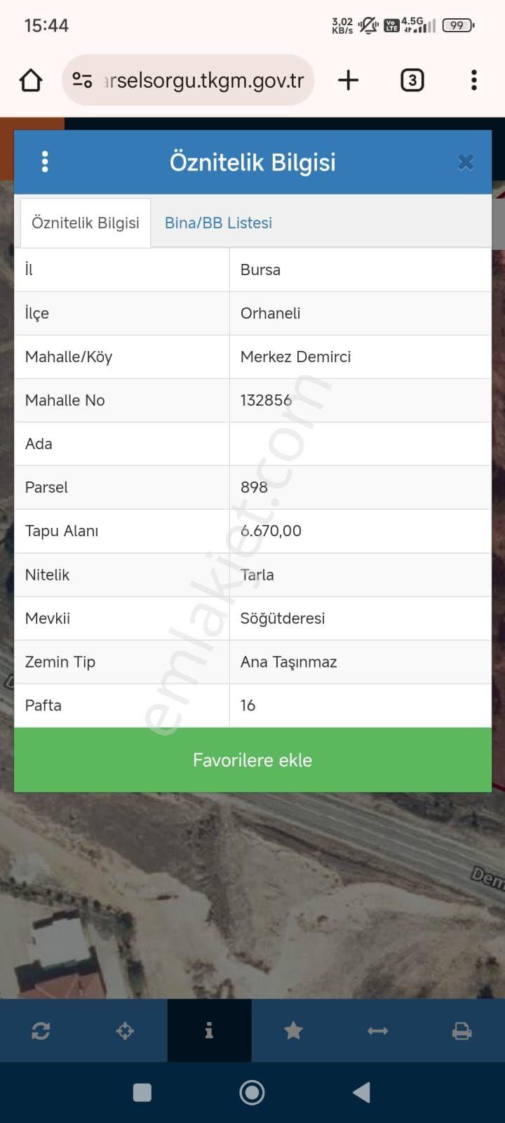 Bursa Orhaneli Demirci De Ana Yola Cephe Fırsat Arazimiz