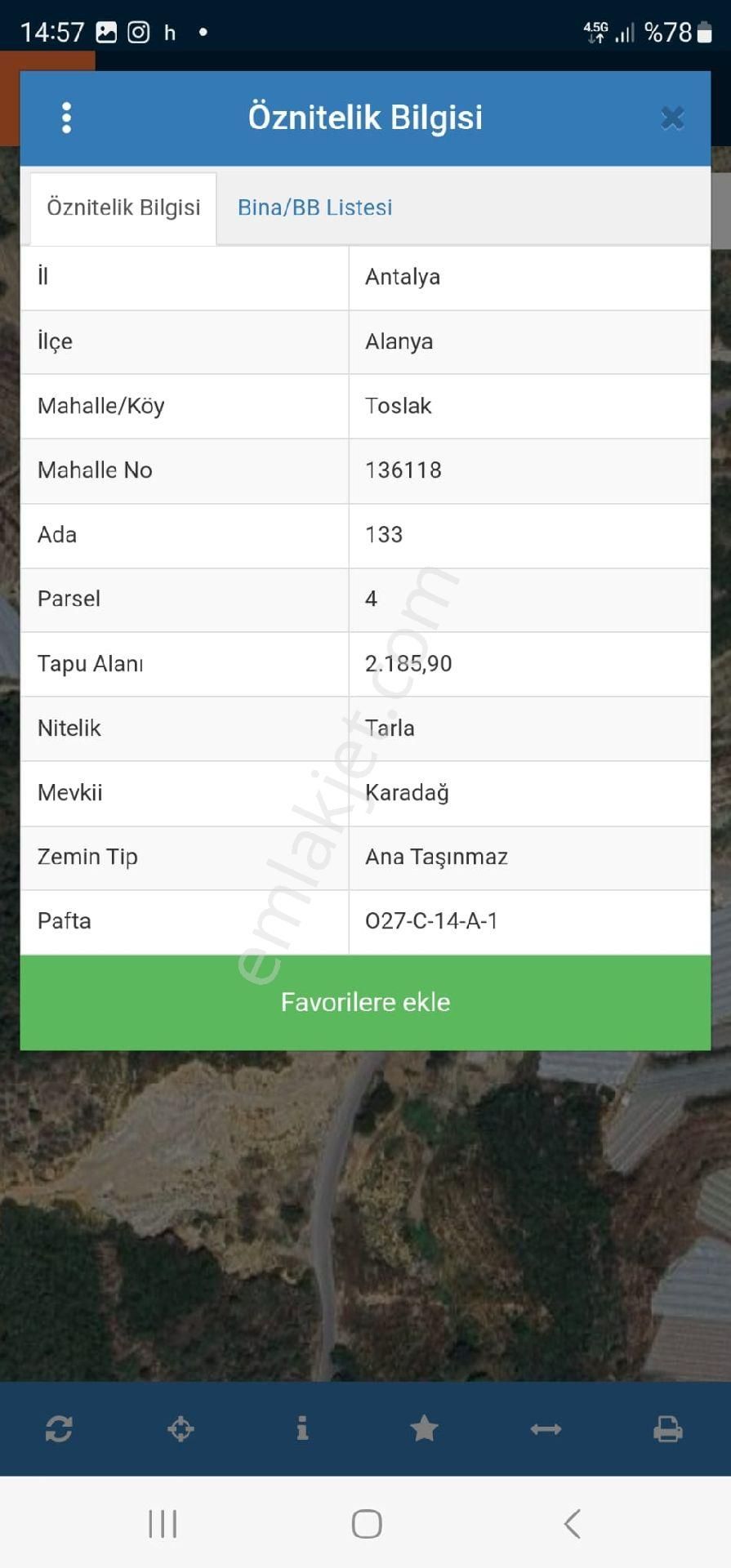 Alanya Toslak Satılık Tarla Ev Yapılabilir