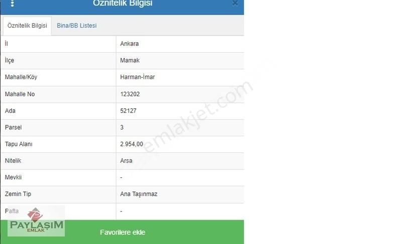 Paylaşımdan Mamak Belediyesi Yakınında İmarlı Arsa