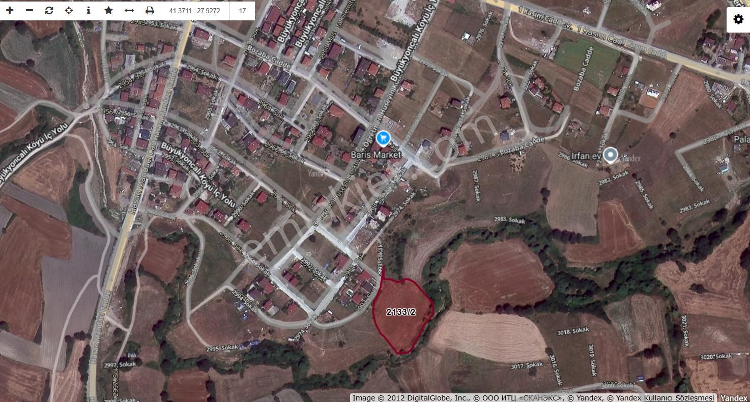 Saray Büyükyoncalı’da 1000 M² Yola Cepheli, Otobana 80 Metre Yatırımlık Arsa Köyün Hemen Dibinde