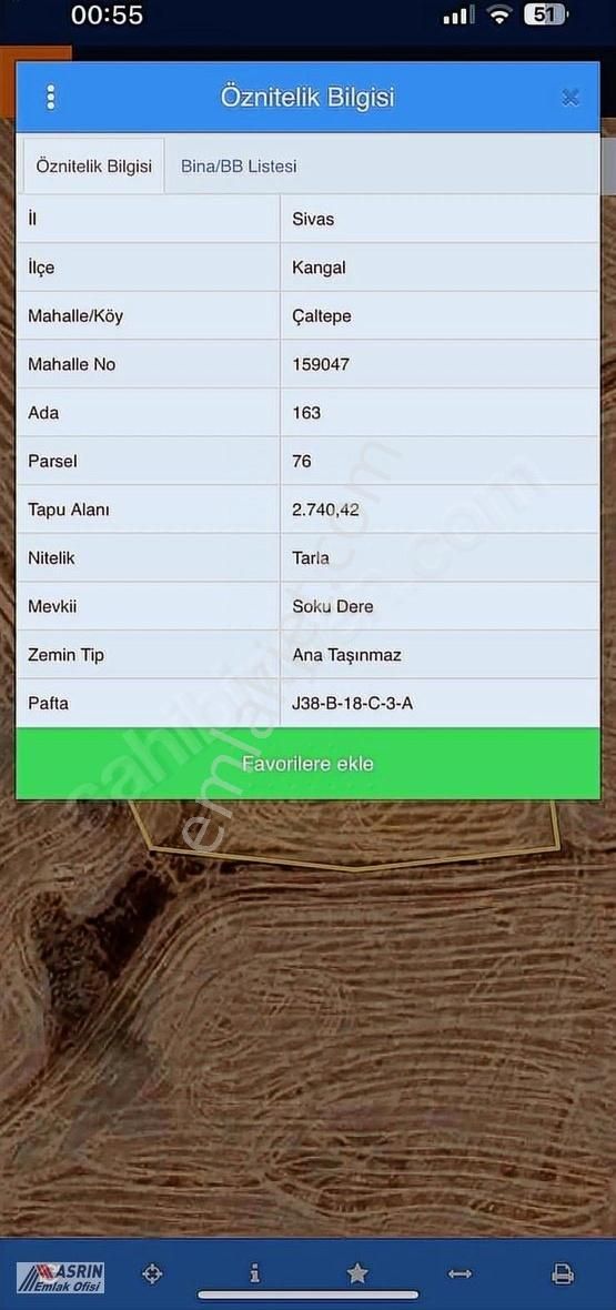 Asrın Emlak'tan Kangal Çaltepe Satılık 2.740 Mt Tektapu Tarla