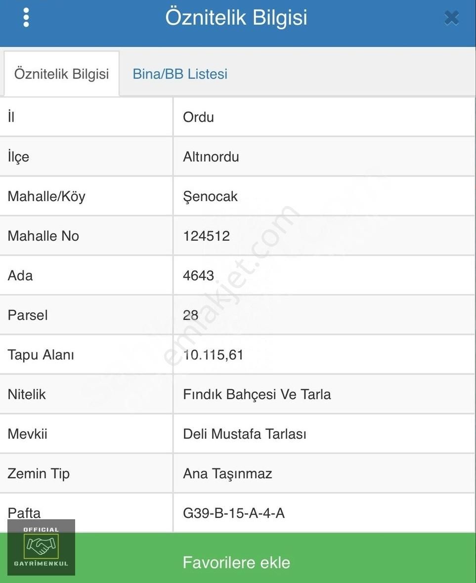 Offıcıal Gayrimenkul Den Satılık Fındık Bahçesi