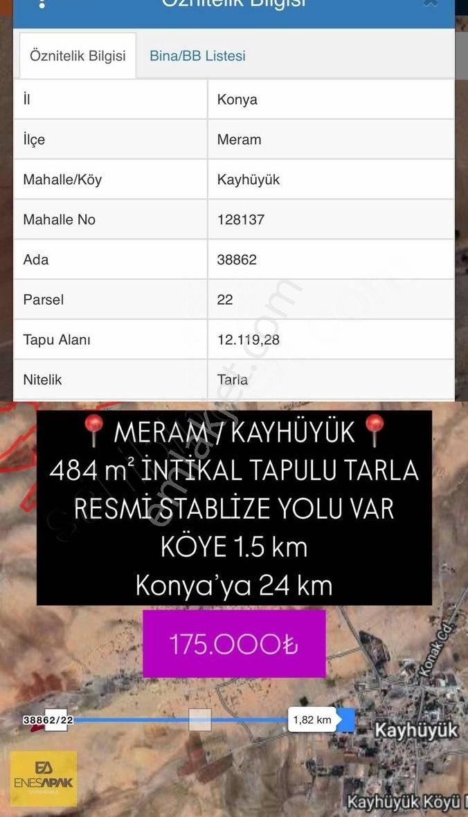 Meram / Kayhüyük De 484 M² Yatırımlık Bahçe Tarla