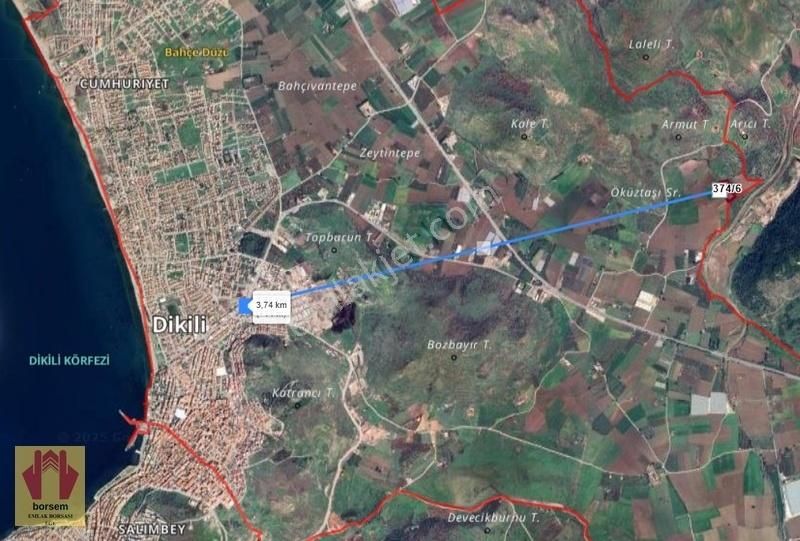 Borsem Ege'den Dikili Merkeze 4 Km Satılık Tarla (9.097 M2)