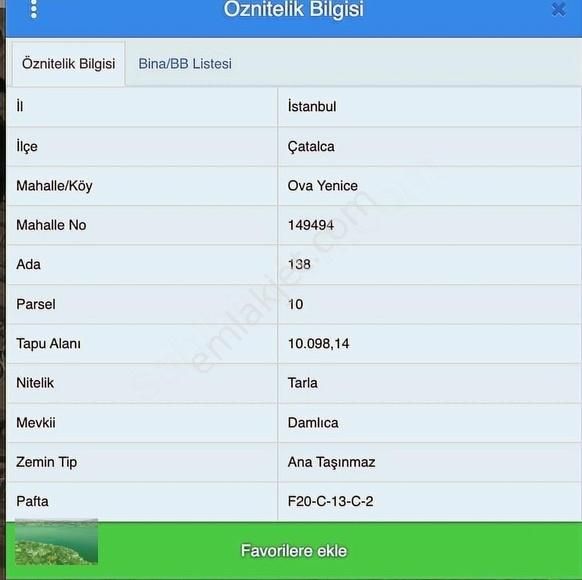 Çatalca Ova Yenice'de Doğru Fiyat! Satılık Tek Tapu Tarla!