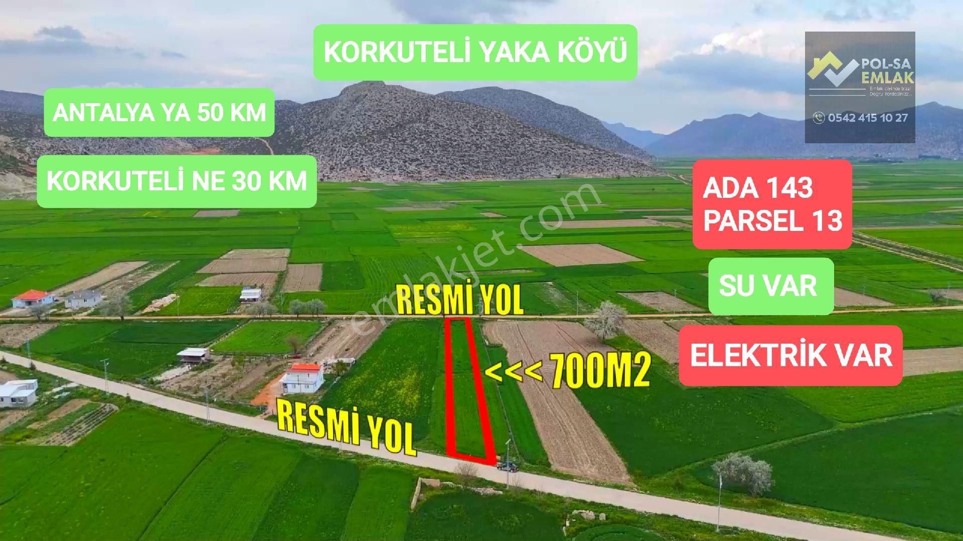 ✅korkuteli✅yaka Da✅satılık 700m2 Tarla✅resmi Yolu Mevcut✅elektrik Su Var