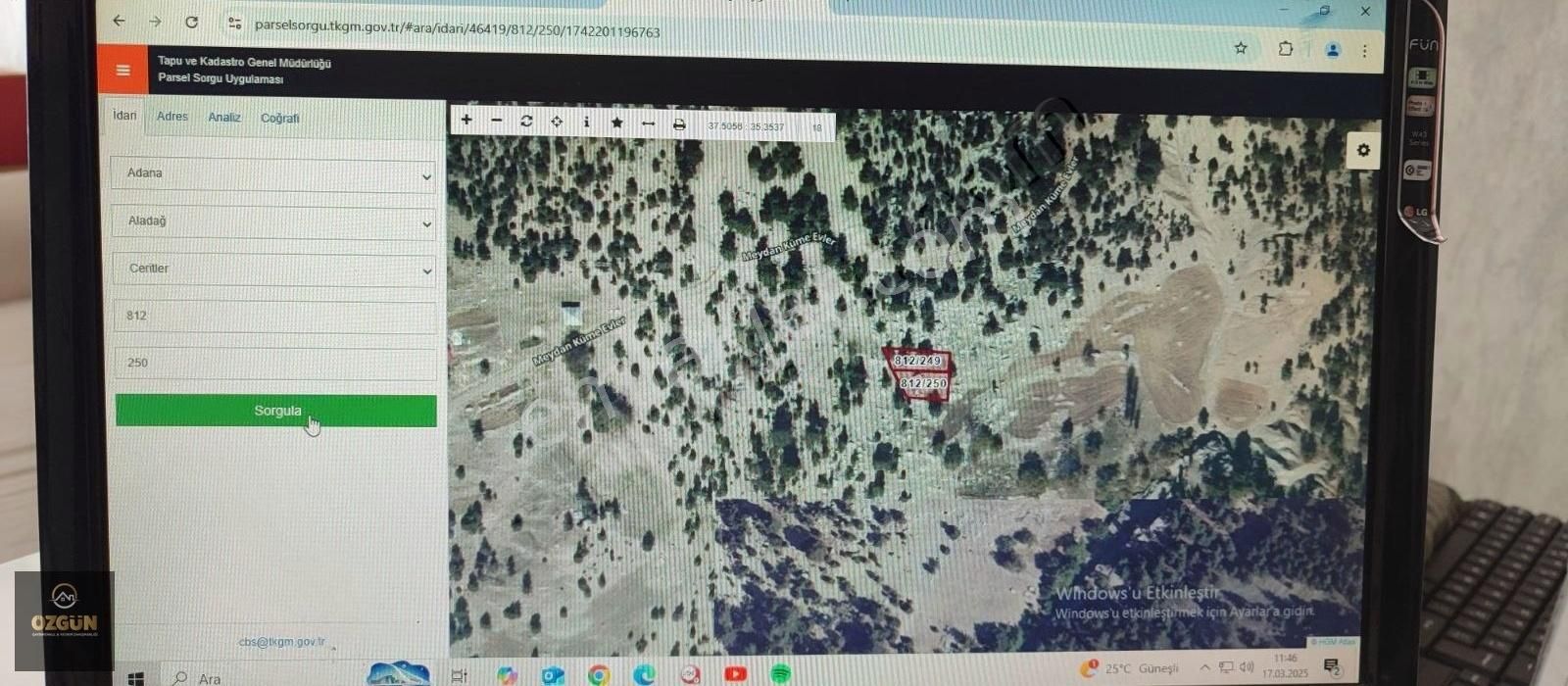 Özgün'den Aladağ Ceritler Dölekbağında Tek Tapu Satılık Arsallar