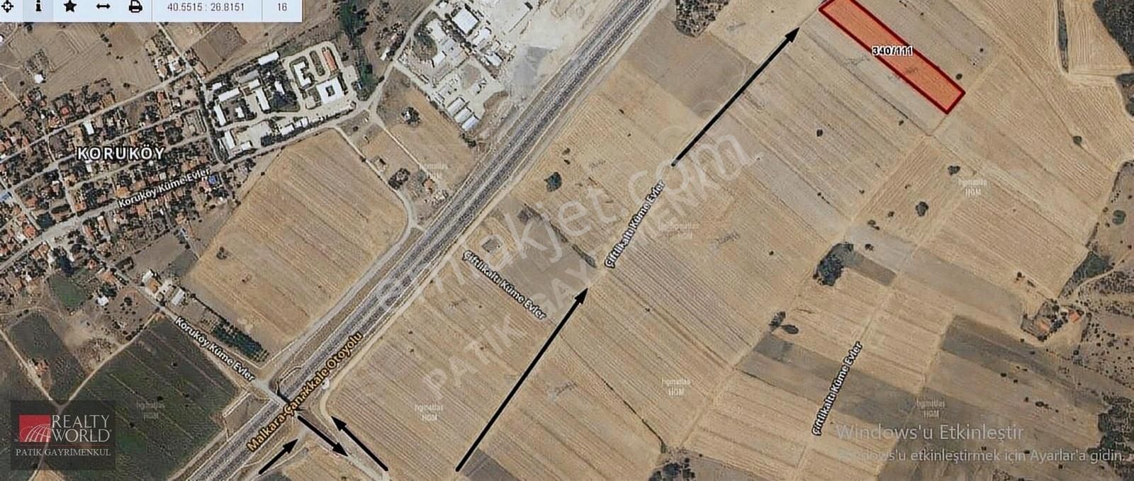 Gelibolu Koruköy'de Satılık 14.517m2 Arazi