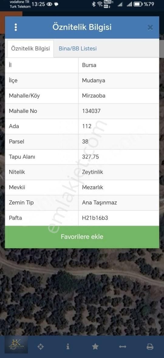 Mudanya Mirzaoba 328 M2 Tek Tapu Yola Cephe