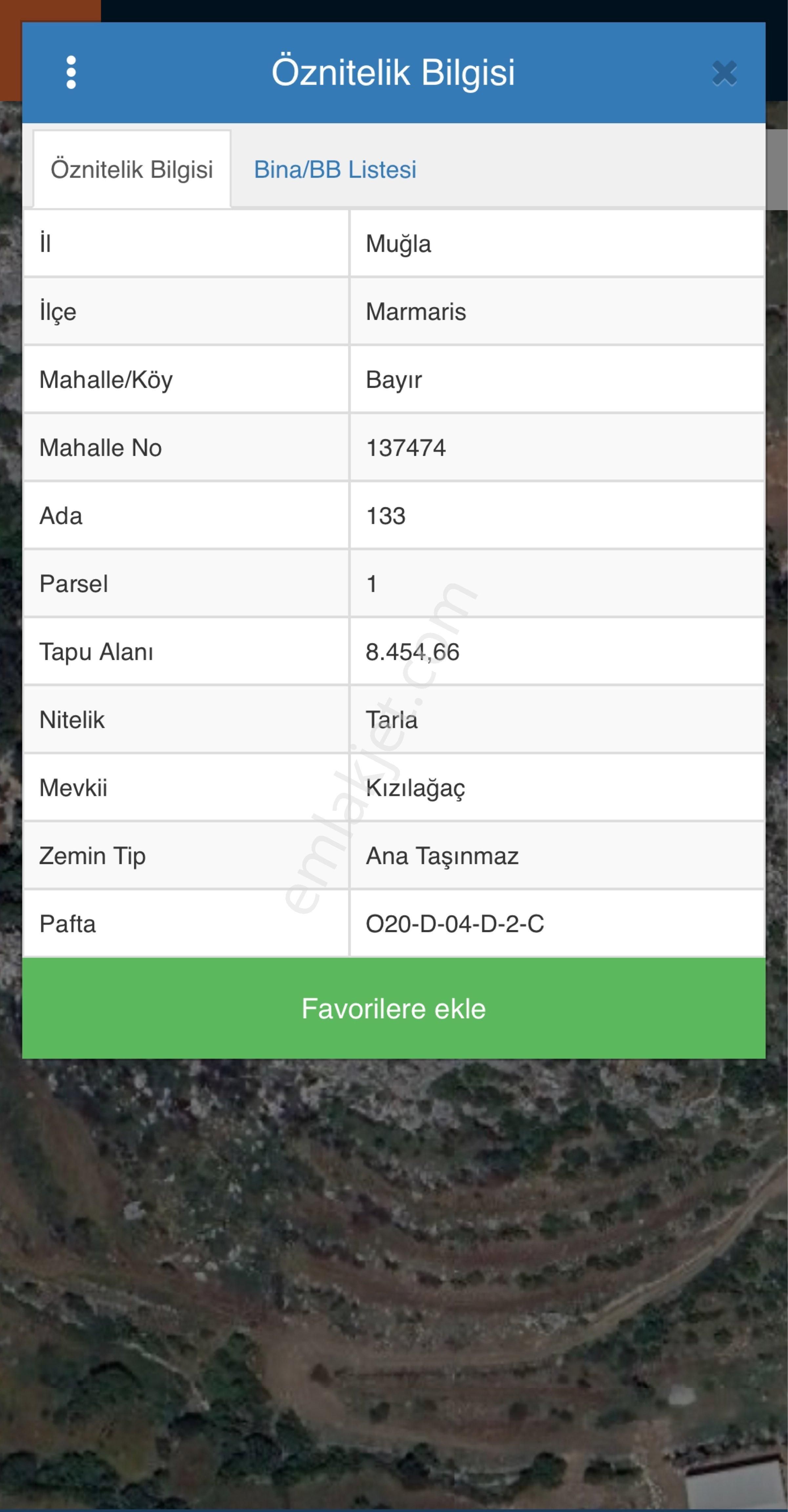 Muğla Marmaris Bayır Köyünde Satılık Tarla
