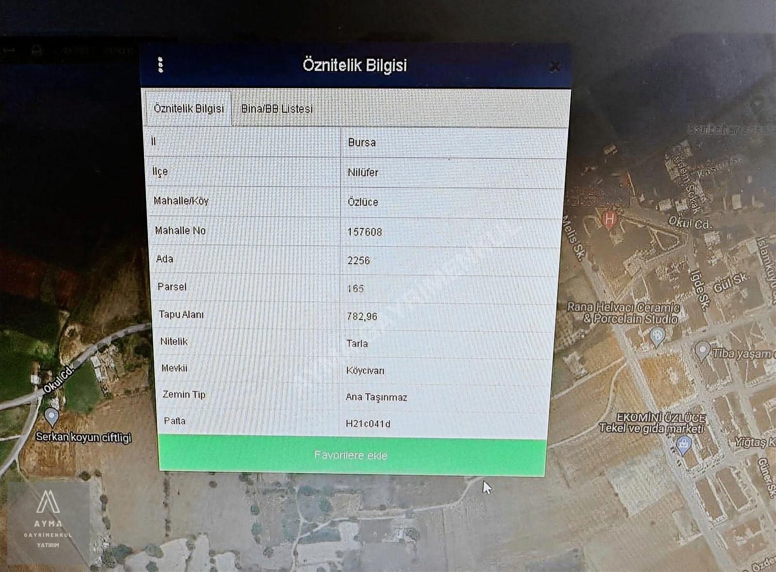 Ayma'dan Özlüce'de İmar Sınırında Satılık 783m2 Tek Tapu Tarla