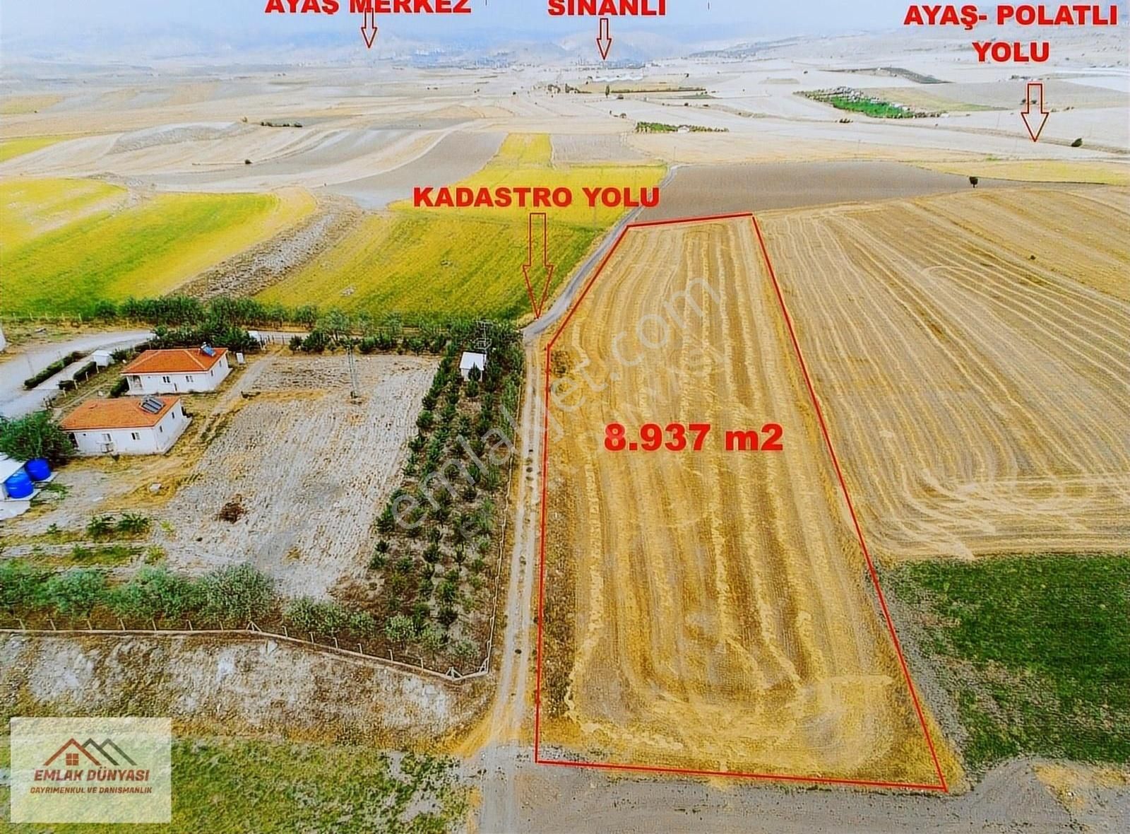 Ayaş'ta Tek Tapu 8.937 M2 Muhteşem Konumda Yol Kenarı Tarla