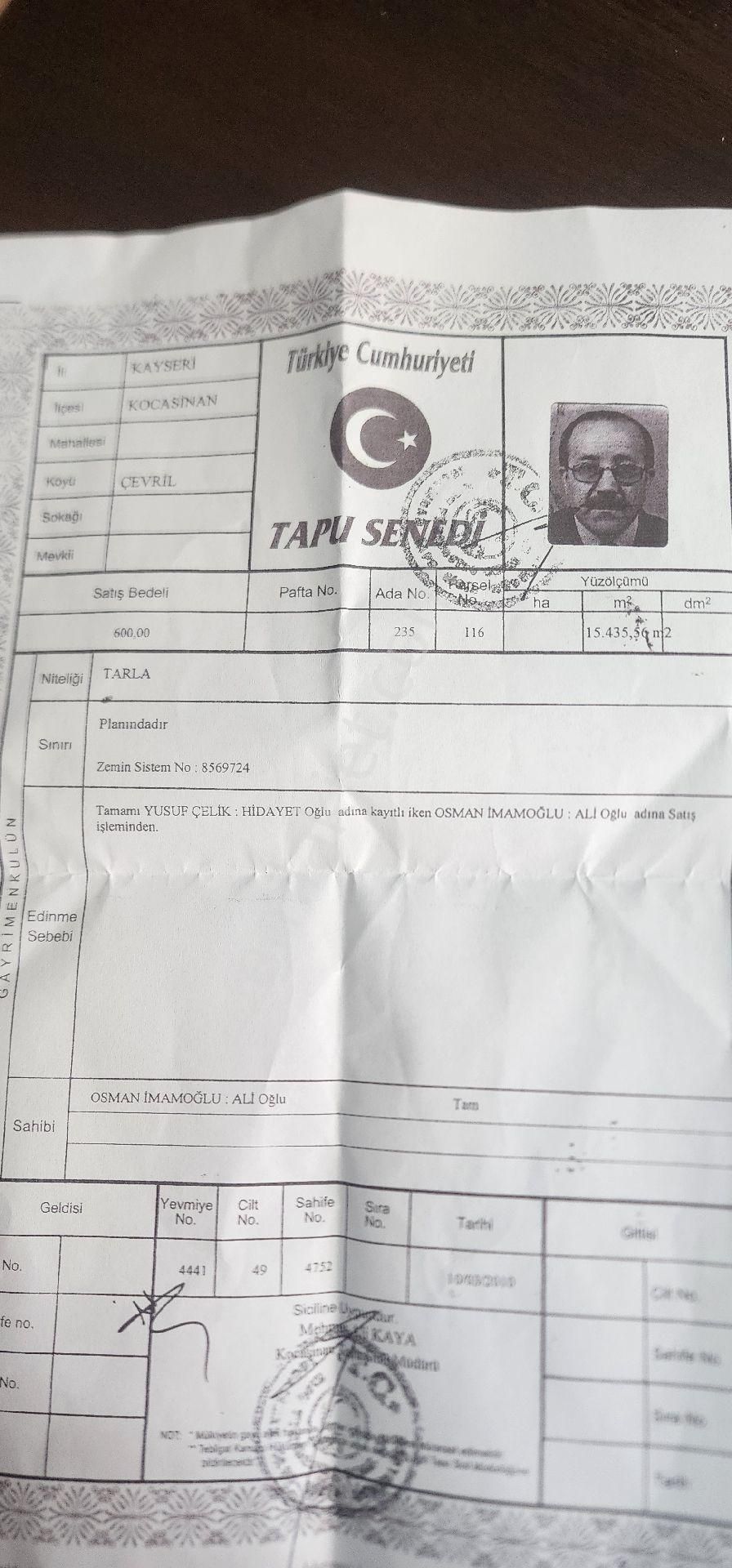 Kayseri Kocasinan Çevlik Mahallesinde Satılık Tarla