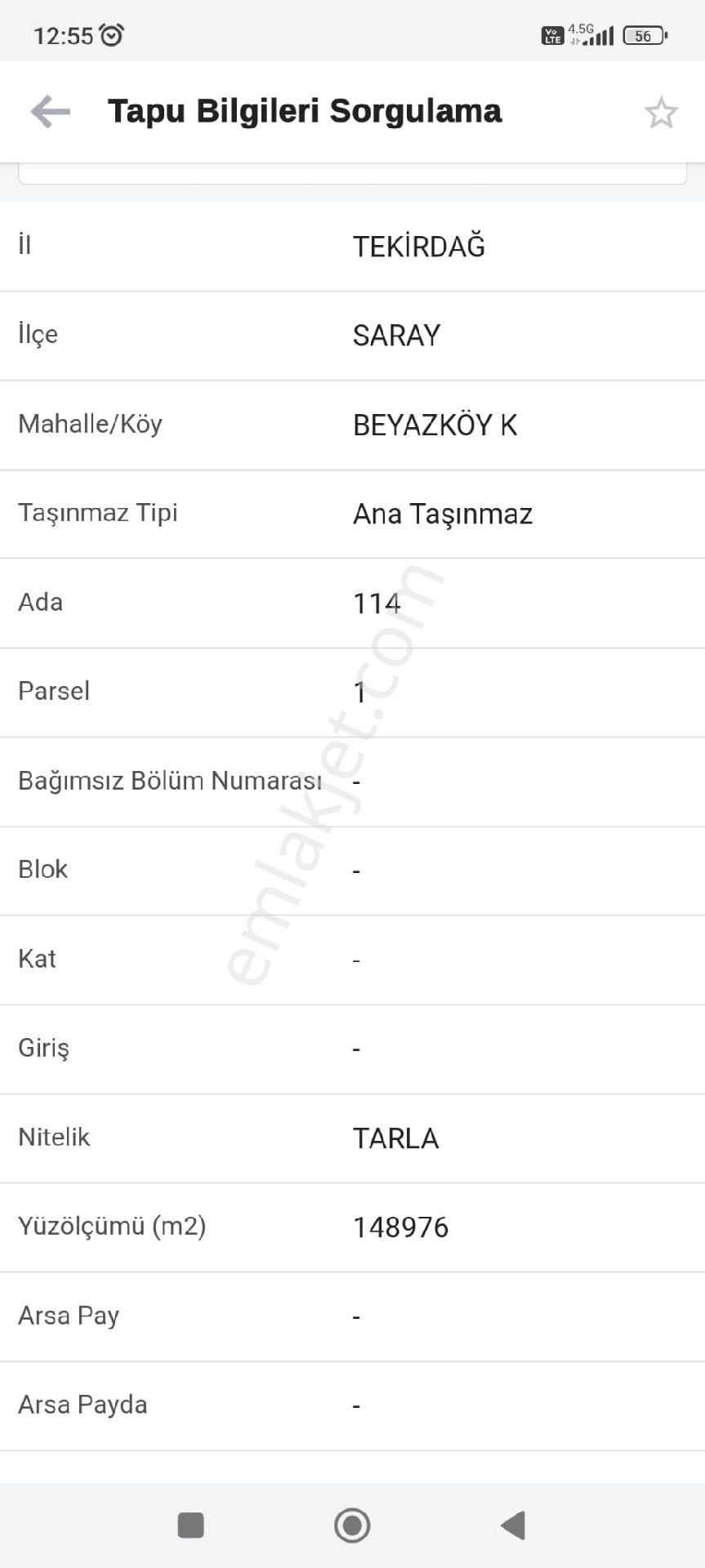 Tekirdağ Sarayda Fırsat Arsa