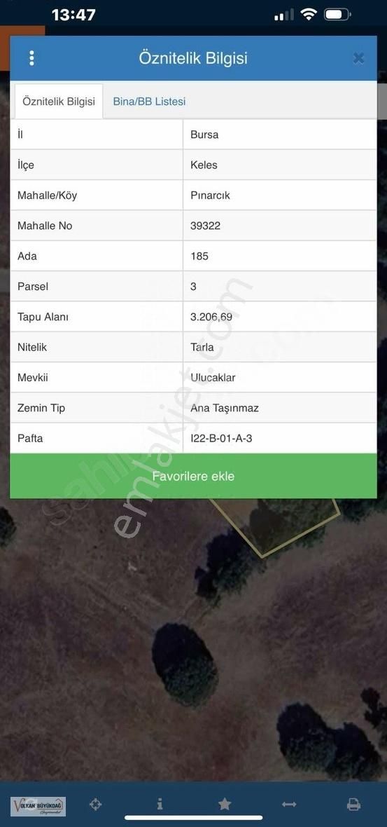 Keles Pınarcık Köyü Satılık Tek Tapu 3200 M2 Yola Cephe Tarla