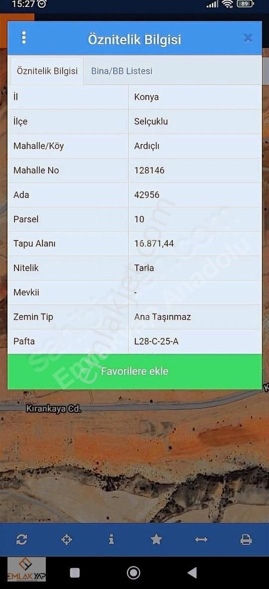 Emlakyap Tan Selçuklu Ardıçlı Mah De Satılık Mustakil Tarla
