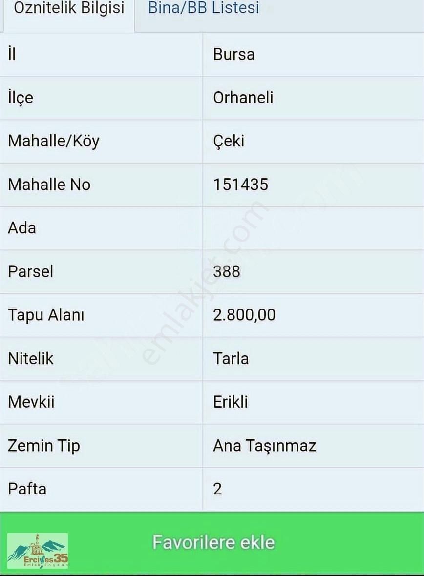 Bursa Orhaneli Çeki Mahallesi 2.800 M2 Tek Tapu
