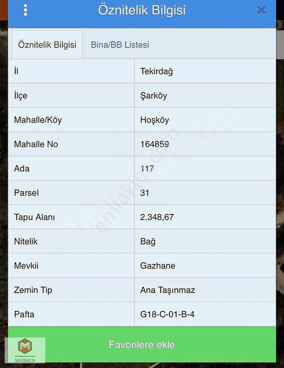 Tekirdağ/şarköy/hoşköy'de 2.348 M2 Tek Tapulu Yatırımlık Bağ