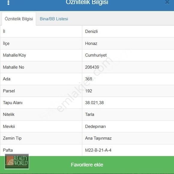 Rw Office20'den Honaz Cumhuriyet Mahallesinde Yatırımlık Tarla