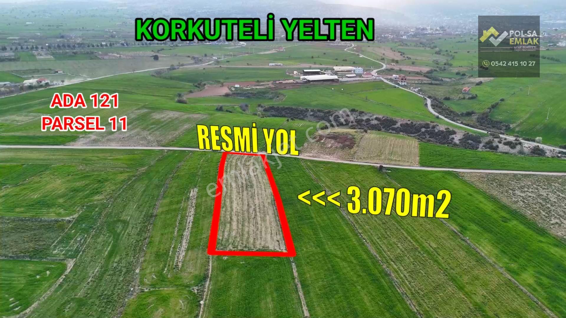 Korkuteli Yelten De Satılık 3.070m2 Tarla Resmi Yolu Var