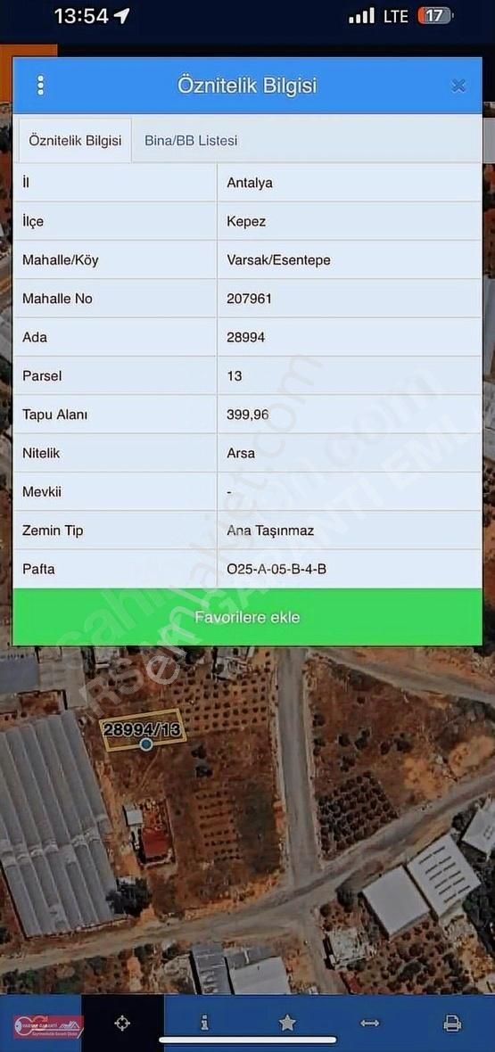 400m2 5 Kat Konut İmarlı 6 Dairelik Satılık Arsa
