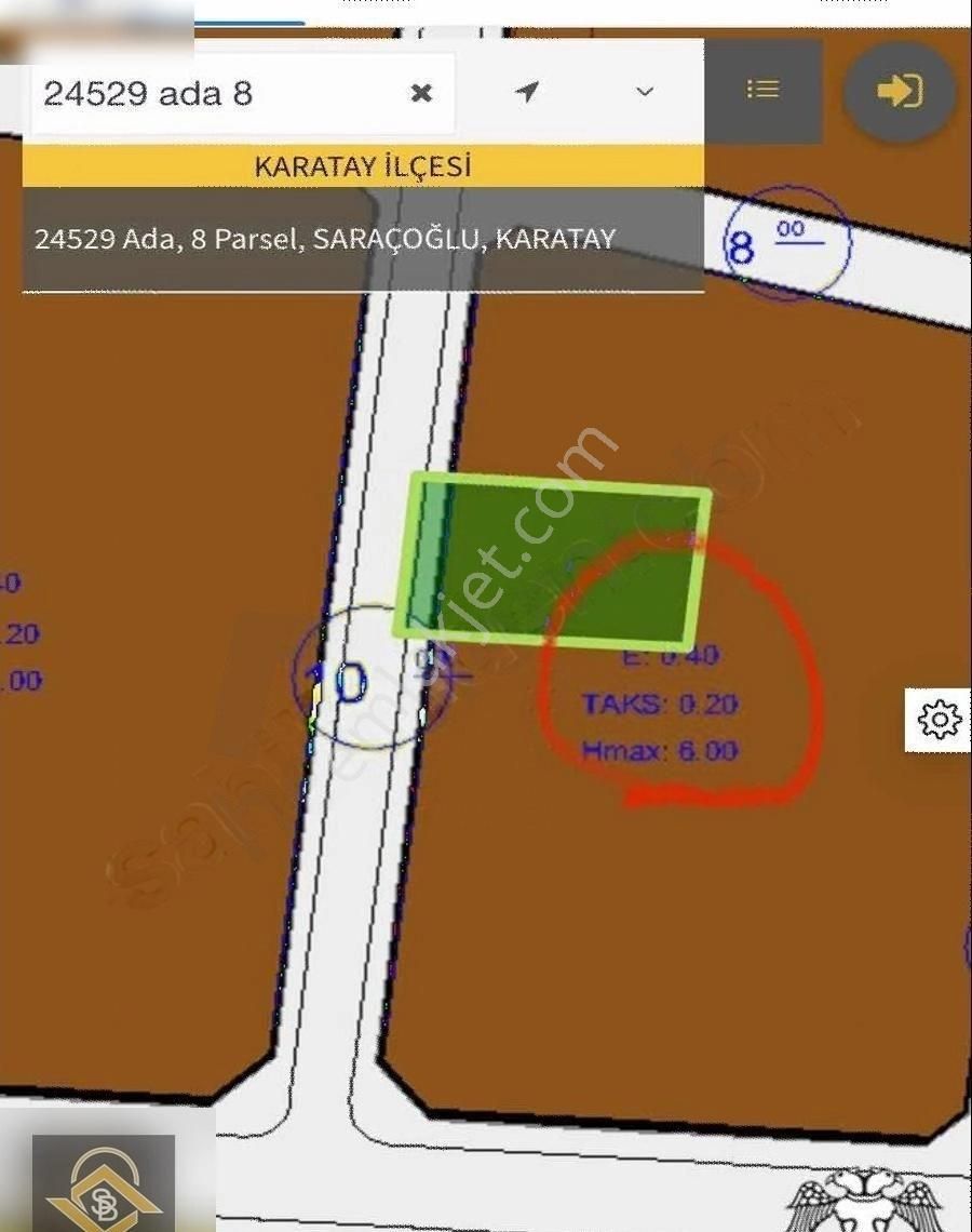 Karatay Saraçoğlu 1. Kanal Yakını Satılık 500 M2 Yatırımlık Arsa