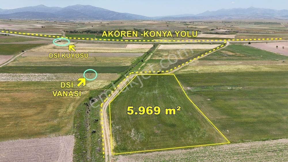 Anayola Yakın Sulak 5.969 M² Tarla / Çatören / Akören / Konya