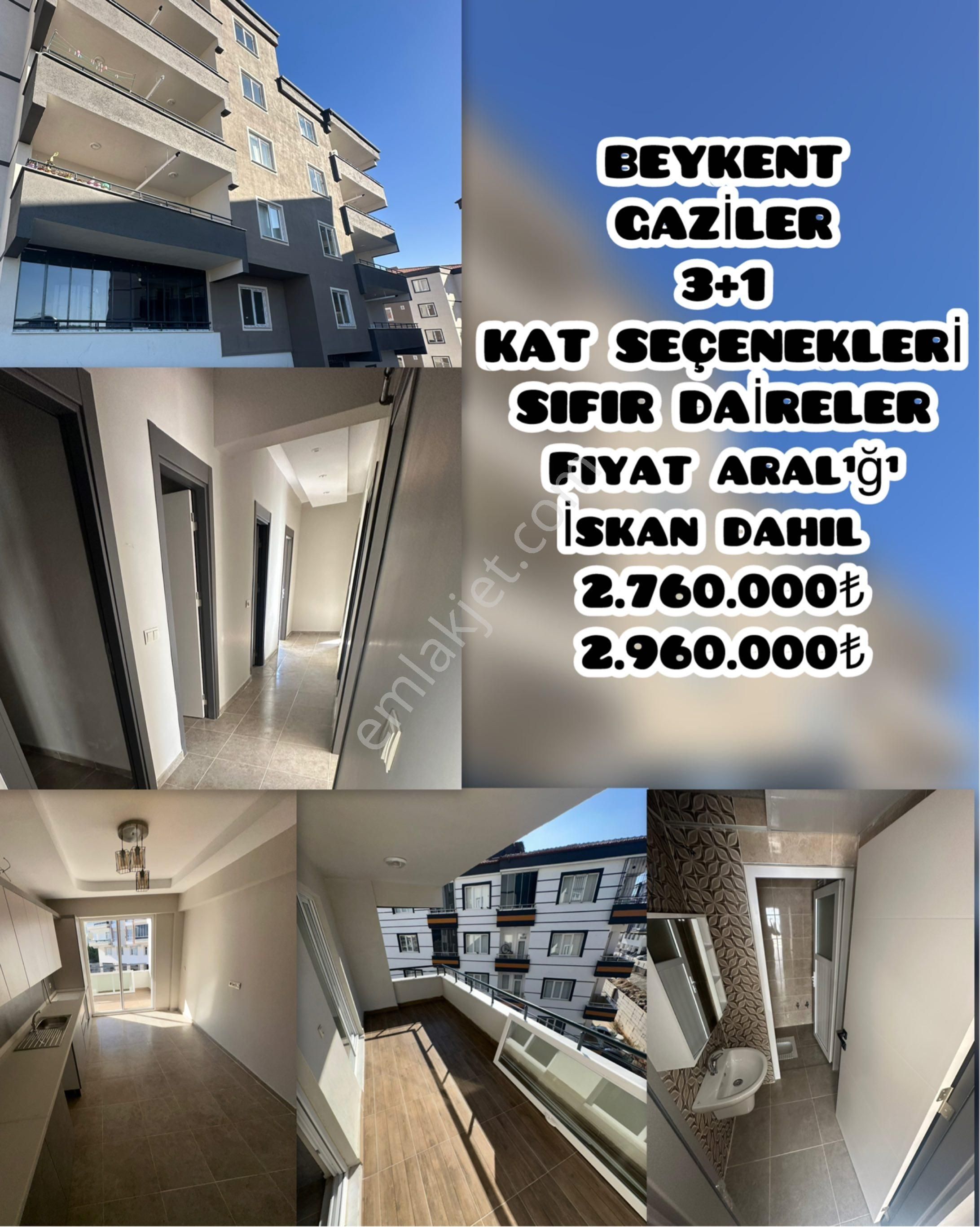 Beykent Gaziler 3+1 Kaç Seçenekli 2.760.000₺ İskan Dahil 1.kat