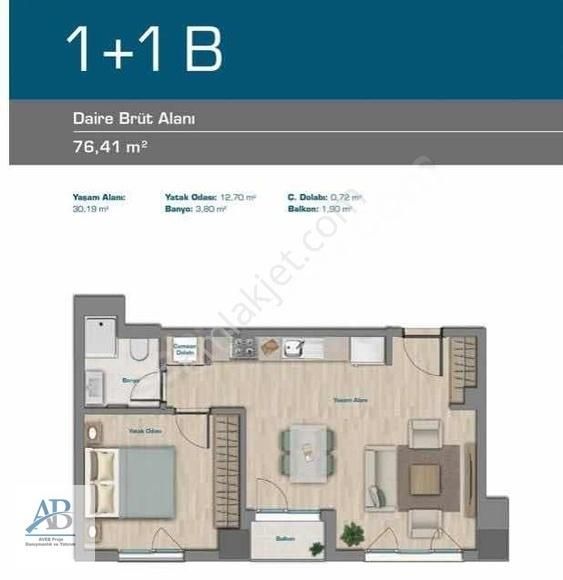 Hepistanbul Sitesi Aveb'ten Satılık 76 M2 1+1 B Tipi