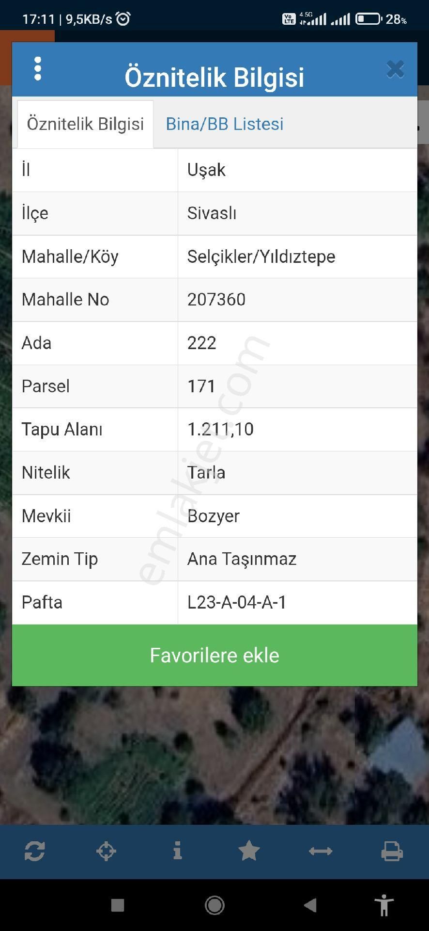 Usak Merkez Selciklerde 1211m2 Satılık Arazi Arazi İçersinde