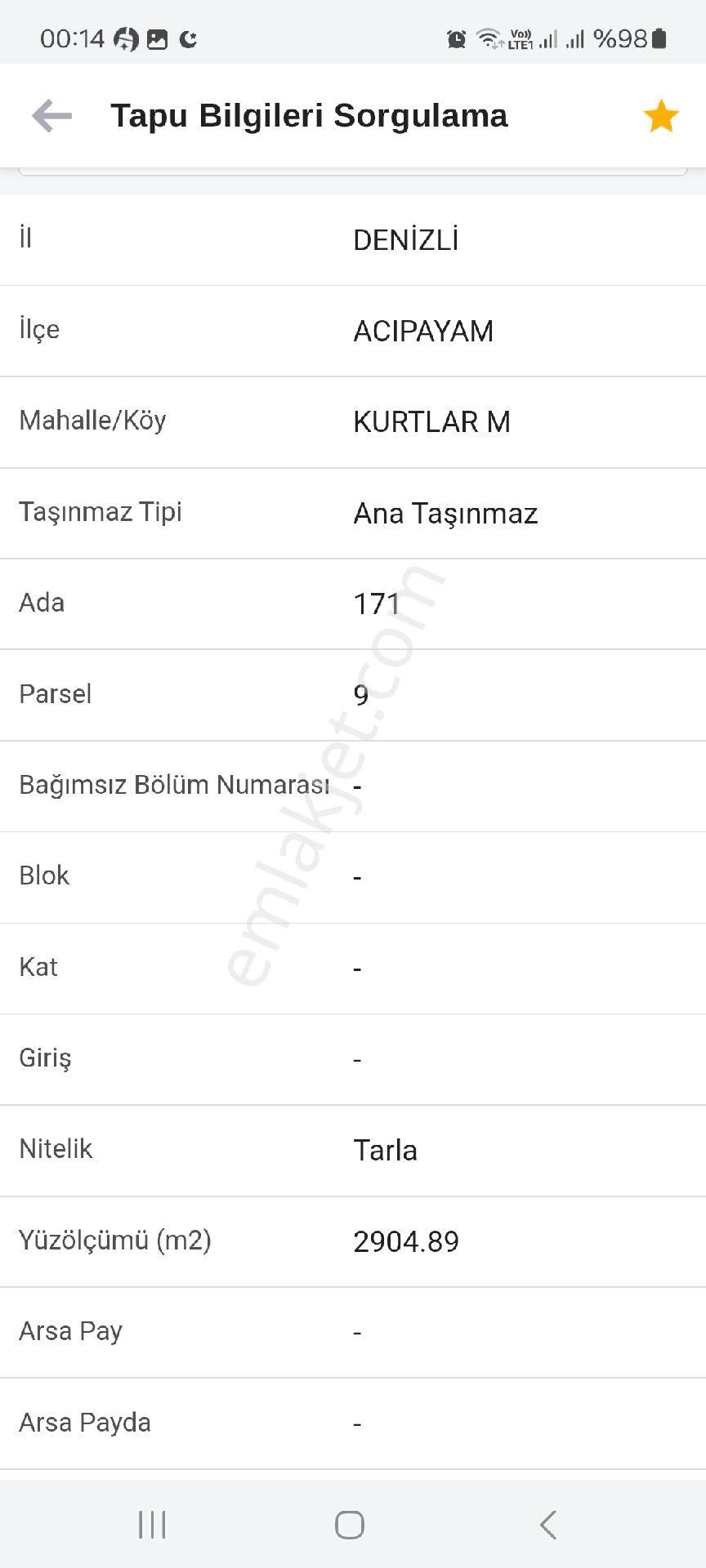 Acıpayamda Yatırımlık Tarla