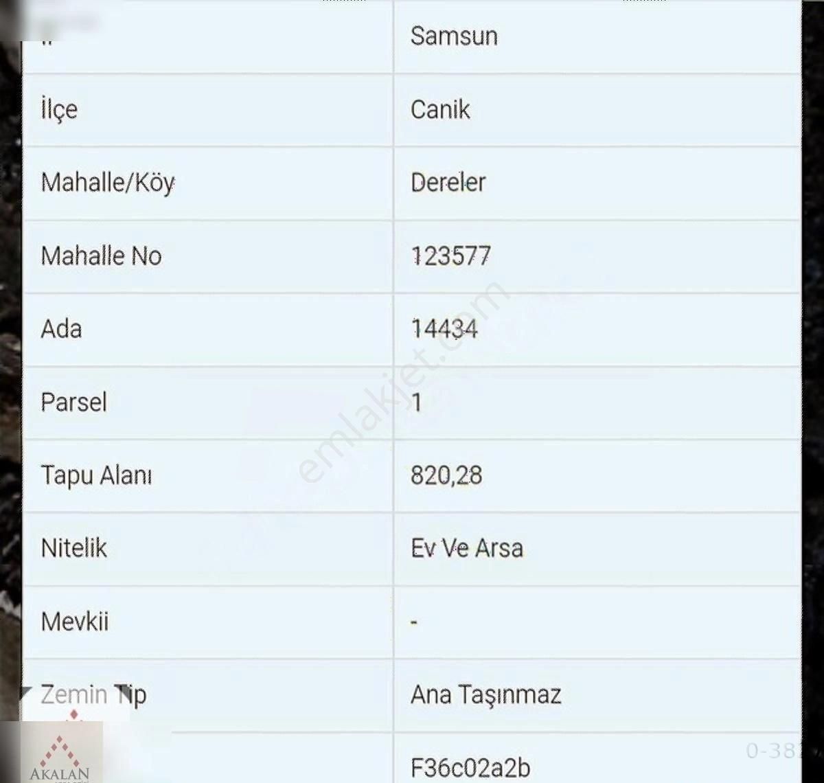 Canik Dereler De Şehir Hastanesine Komşu 820 Mt Arsa