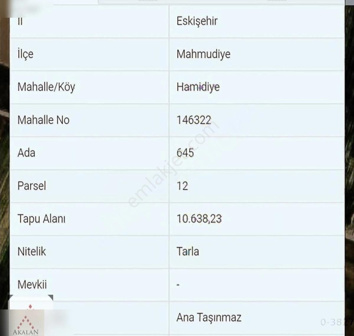 Akalan Arsa Ofisinden Eskişehir Mahmudiye'de Satılık Tarla