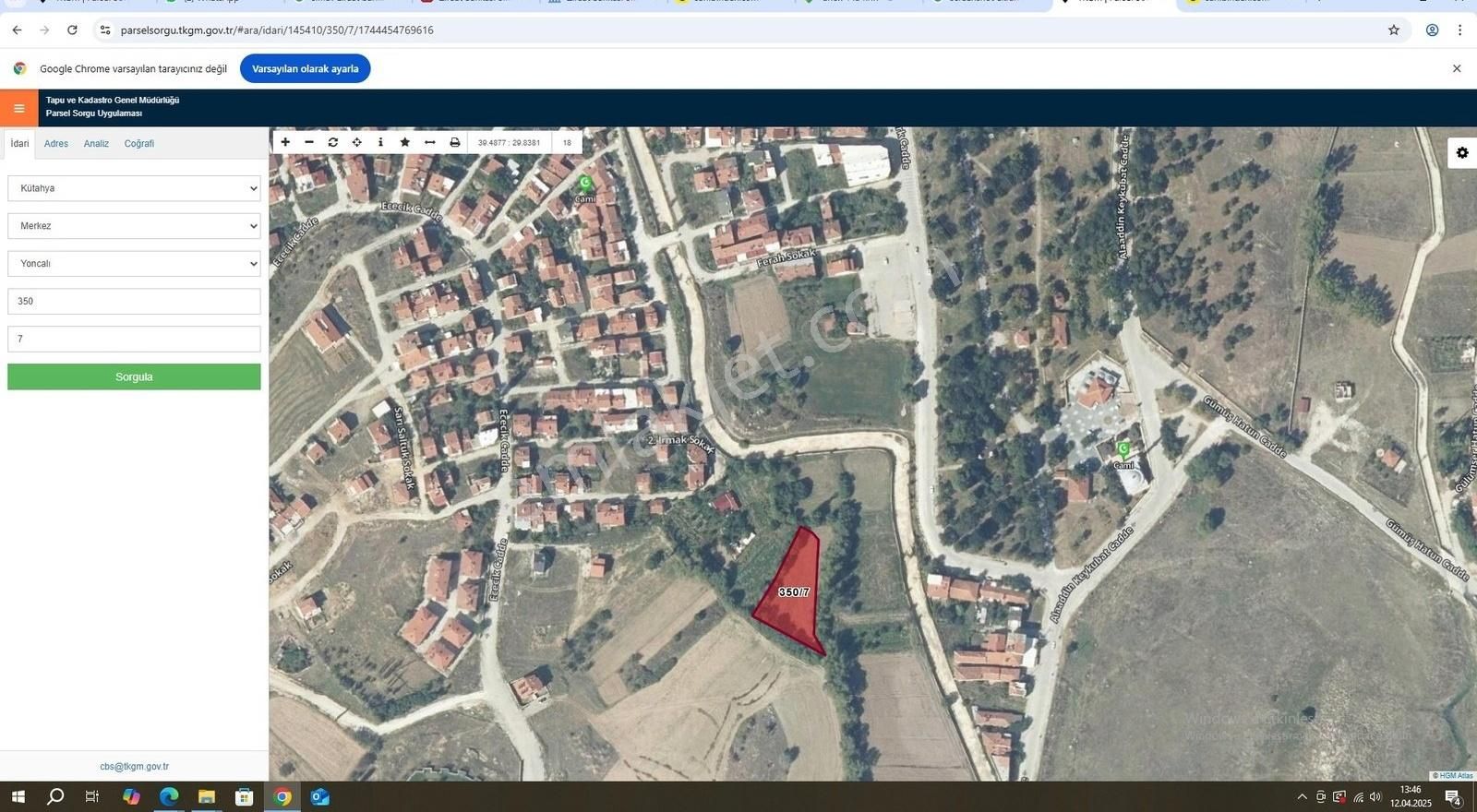 Odak' Tan Yoncalı' Da Merkezi Konumda Satılık Tarla