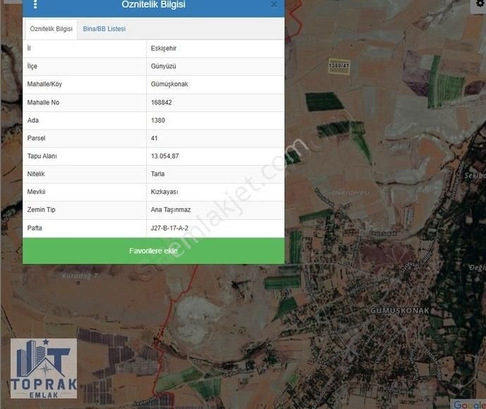 Toprak Emlak'tan Gümüşkonakta Yola Cepheli Yatırımlık Tarla