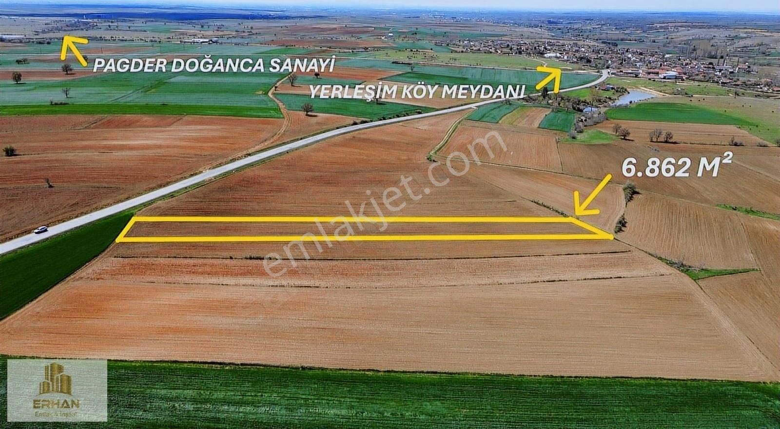 Kırklareli Vize Doğanca Köyü 6.862 M² Tek Tapu Müstakil Tarla
