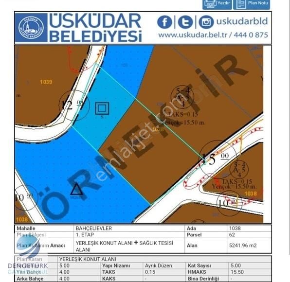 Cengelköy Bahcelievler Mahallesinde Hisseli Arsa