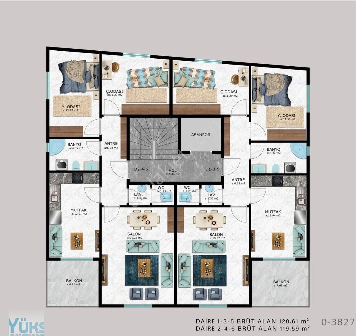 Denizli Gerzele De 2+1 120 M2 Lansmana Özel Satılık Daireler